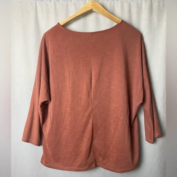 Green Envelope Terracotta Utility Modern Earthy Minimalist Long Sleeve Top M - Picture 3 of 6